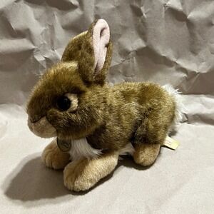 Aurora Miyoni Small Bunny Rabbit Plush Brown White Realistic 8 Inch Plushie